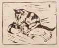 Emil Ernst Lohse, Katze im Eisen, 1926, Linolschnitt auf hauchdünnem Japan
