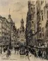 Dresden, Schloßstraße by Rosso Hugo Majores, 1930, Schwarze Kreide und Aquarell auf kräftigem Velin, offered Jun 2016