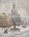 Hedwig Rumpelt, Dresden - Frauenkirche im Schnee, Aquarell und Gouache über Bleistift auf Malpappe