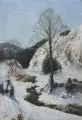 Georg Estler, Winterlandschaft mit Bachlauf. 1. H. 20. Jh, Öl auf Leinwand