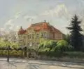 Karl Hübschmann, Dresden - Villa zur Lippe am Käthe-Kollwitz-Ufer. Wohl um 1911, Öl auf Sperrholz