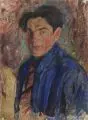 Waldo Köhler, Selbstbildnis im blauen Hemd, 1926, Öl auf Leinwand