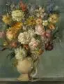 Herbert Lehmann, Blumenstilleben mit Glaskaraffe. 2. Viertel 20. Jh, Öl auf Leinwand