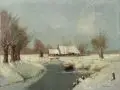 Toon Verplak, Holländische Winterlandschaft. Mitte 20. Jh, Öl auf Leinwand