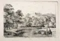 Jean-Jacques de Boissieu, Ansicht von Saint-Andeol-le-Château, Radierungen auf Bütten, Kupferdruckpapier und aufgewalztem China