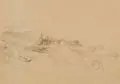 Woldemar Rau, (zugeschr.), Felsige Küstenlandschaft, Wohl 1867, Bleistiftzeichnung auf Bütten
