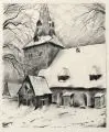 Willy Becker, Neun Ansichten von Wernigerode im Winter, 1954, Kohlestiftzeichnungen