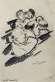 Heinrich Ehmsen, Gericht Marseille, 1928, Graphitzeichnung auf Velin