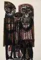 Black Family by HAP Grieshaber, 1964, Farbholzschnitt in drei Farben auf Werkdruckpapier, auf Untersatzkarton montiert, offered Mar 2016