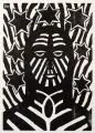 Richard Haizmann, Frau mit Sternen und Maske, Wohl 1950er Jahre, Holzschnitt auf Bütten