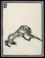Walther Klemm, Mann mit Pferd / Fuchs in der Falle