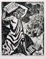 Rudolf Krüger, Der Tanz um das goldene Kalb, 1968, Linolschnitt auf Velin