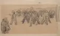 Otto Nagel, Feierabend, 1926, Graphitzeichnung auf bräunlichem Karton
