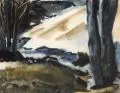 Curt Querner, März-Landschaft (Diebels Grund), 1965, Aquarell auf Bütten