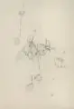 Thomas Ranft, Wachstum, 1974, Bleistiftzeichnung und Farbstiftzeichnung auf chamoisfarbenem Papier