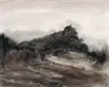 Elly Schreiter, Landschaft, 1985, Aquarell und farbiger Tusche