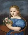 Ernst Cramer, Mädchen mit Blumenkorb. Wohl 3. Viertel 19. Jh, Farbige Pastellkreide über Blei