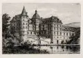 Dieudenné Auguste Lancelot, / Eugène Gaujean / Eugène Sadoux. Sieben Ansichten Französischer Schlösser und ein Grabmal. 2. H. 19. Jh, Radierungen auf China, auf Untersatzpapier aufgewalzt und mit einem hauchdünnen Schutzpapier versehen