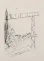 Dieter Goltzsche, An der Ringbahn, 1975, Kreidelithographie auf dünnem Velin