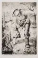 Erhard Hippold, Mann mit Spaten beim Graben, 1934, Radierung auf kräftig strukturiertem Velin