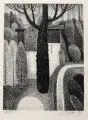 Werner Juza, Rotes Haus in Wachau, 1979, Lithographie auf Bütten