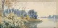 Kobayashi Tokusaburō, Flußlandschaft. 1. H. 20. Jh, Aquarell