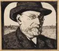 Gotthold Krippendorf, Portrait von Robert Koch, 1910, Holzschnitt in Braun auf hauchdünnem Japanbütten