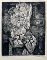 Rudolf Krüger, Faust, 1964, Linolschnitt auf dünnem Velin