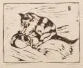 Emil Ernst Lohse, Katze im Eisen, 1926, Linolschnitt auf hauchdünnem Japan