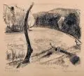 Otto Mehmel, Seeblick, 1919, Lithographie auf graubraunem Papier