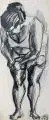 Curt Querner, Liegender weiblicher Akt nach rechts, 1968, Graphitzeichnung