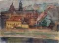 Rudolf Schmidt, Stadt am Fluß, 1929, Aquarell über Blei auf grobem Torchon