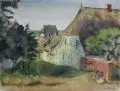 Rudolf Schmidt, Fischerhäuser am Ostseestrand. Ohne Jahr, Aquarell über Blei auf "Schoellers Parole"-Velin