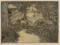 Jutta Walther-Schönherr, Kind im Garten, Farbradierungen. „Kind im Garten“ in Blei unterhalb der Darstellung re. signiert „J