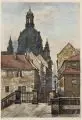 Curt Winkler, Münzgasse Dresden (Malerwinkel), 1954, Aquarellierte Radierung