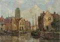 Jacob Maris, (zugeschr.), Ansicht von Dordrecht. Spätes 19. Jh, Öl auf Leinwand