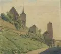 Bauer, (?), Wasserturm Bautzen, 1942, Öl auf Rupfen