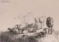 Johannes van Noordt IV, Eine Viehherde, 1644, Radierung auf Bütten