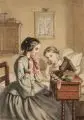 Hugo Bürkner, Zwei Mädchen bei der Toilette, 1859, Aquarell über Blei auf festem Papier