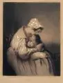 John Porter, A Mother's love, 1842, Mezzotinto, sparsam koloriert