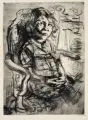 Ernst Hassebrauk, Kind im Lehnstuhl, 1947, Kaltnadelradierung mit Tonplatte auf Bütten