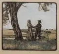Felix Krause, Märkische Landschaft mit tanzendem Paar, 1908, Pastellkreide auf kräftigem Papier