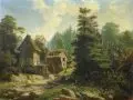 August Leberecht Oeser, Kleine Mühle im Grund (Sächsische Schweiz), Um 1860, Öl auf Leinwand