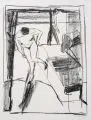 Wolfgang Leber, Weiblicher Akt im Raum. Wohl 1980er Jahre, Lithographie