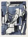 Wolfgang Leber, Figurengruppe. Ohne Jahr, Farblithographie auf "Hahnemühle"-Büttenkarton