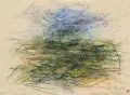 Gerda Lepke, Hohen Wippel, 1988, Aquarell und Pinselzeichnung in Tusche auf hauchdünnem gelblichen Japan