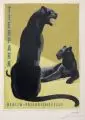 Horst Naumann, Schwarze Panther, Um 1963, Gouache und Bleistift auf weißem Papier, auf Untersatzpapier montiert