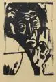 Heinz Tetzner, Selbst, Wohl 1982, Holzschnitt auf bräunlichem Bütten