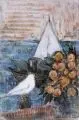 Jutta Walther-Schönherr, Maritime Szene, 1984, Hinterglasmalerei