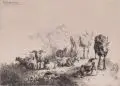 Johannes van Noordt IV, Eine Viehherde, 1644, Radierung auf Bütten